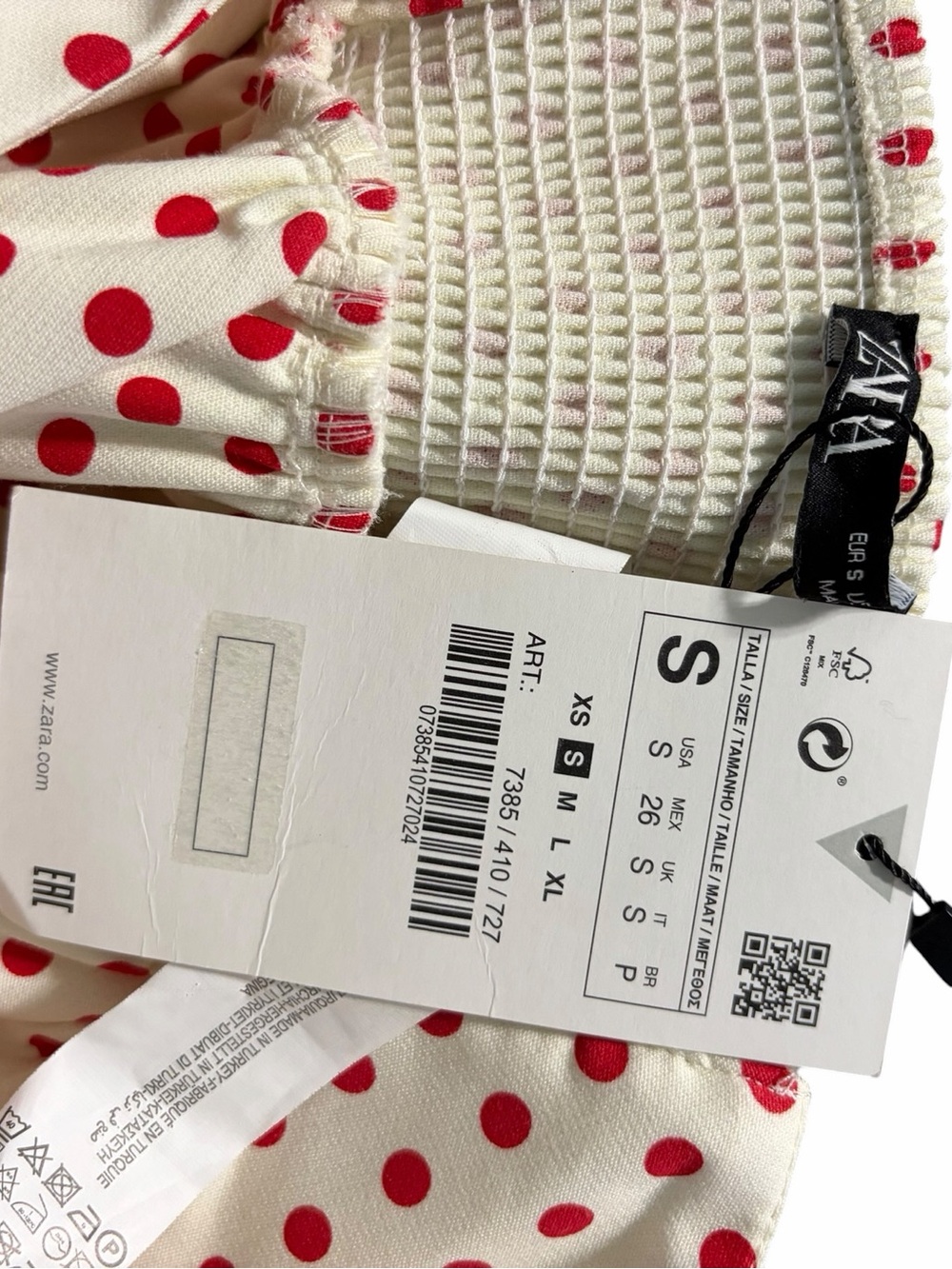 NWT Zara Red Polka Dot Strapless Peplum Crop Top Size S - Game day Style - Picture 8 of 8